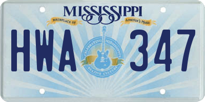 MS license plate HWA347