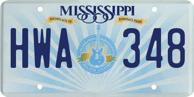 MS license plate HWA348