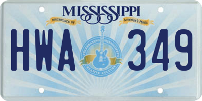 MS license plate HWA349