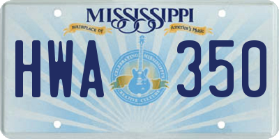 MS license plate HWA350