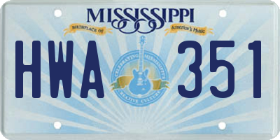 MS license plate HWA351