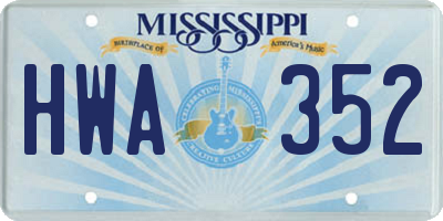 MS license plate HWA352