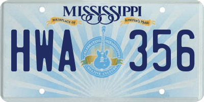 MS license plate HWA356