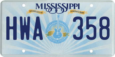 MS license plate HWA358