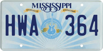 MS license plate HWA364