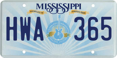 MS license plate HWA365
