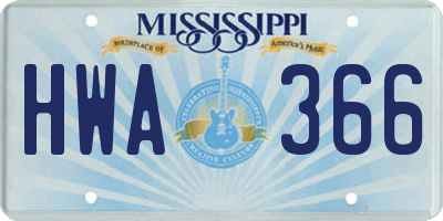 MS license plate HWA366