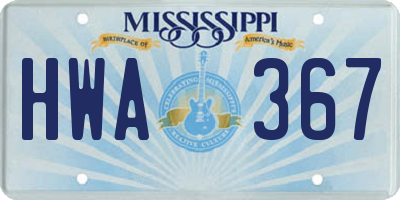 MS license plate HWA367