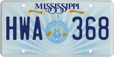 MS license plate HWA368