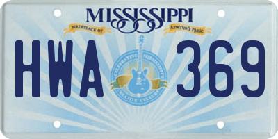 MS license plate HWA369