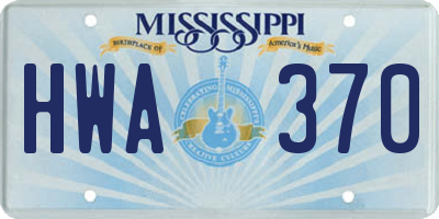 MS license plate HWA370