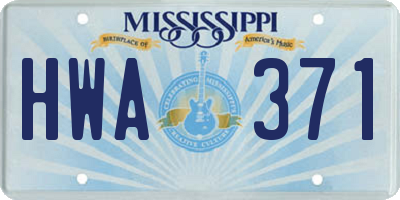 MS license plate HWA371
