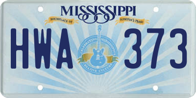 MS license plate HWA373