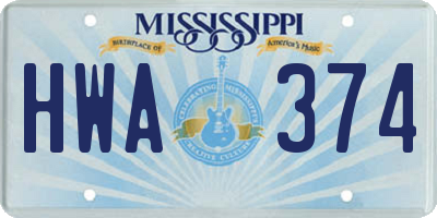 MS license plate HWA374