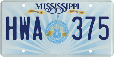 MS license plate HWA375