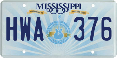MS license plate HWA376