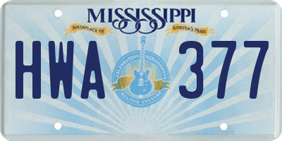MS license plate HWA377