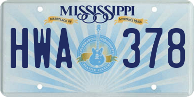 MS license plate HWA378