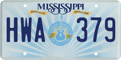 MS license plate HWA379