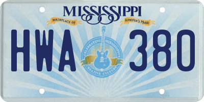MS license plate HWA380