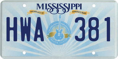 MS license plate HWA381