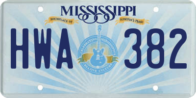 MS license plate HWA382