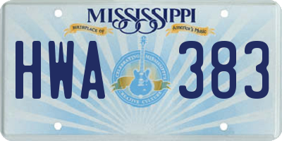 MS license plate HWA383