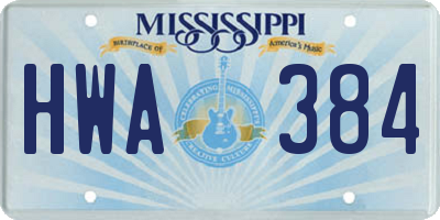 MS license plate HWA384