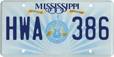 MS license plate HWA386