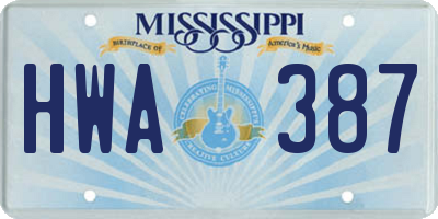 MS license plate HWA387
