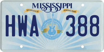 MS license plate HWA388