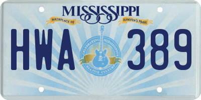 MS license plate HWA389