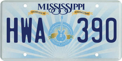 MS license plate HWA390