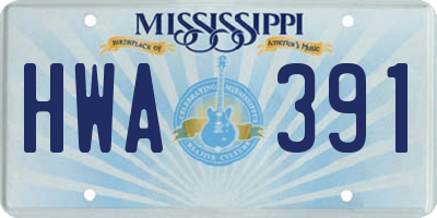 MS license plate HWA391