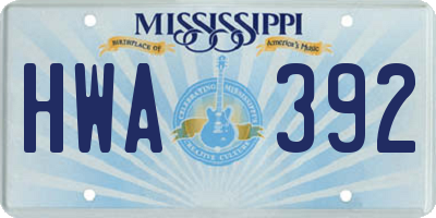 MS license plate HWA392