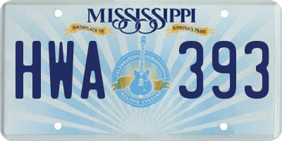 MS license plate HWA393