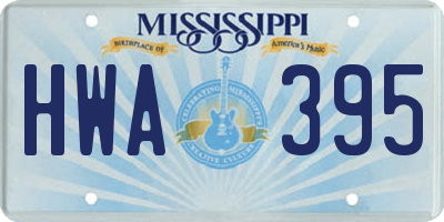 MS license plate HWA395