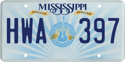 MS license plate HWA397