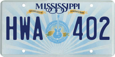 MS license plate HWA402
