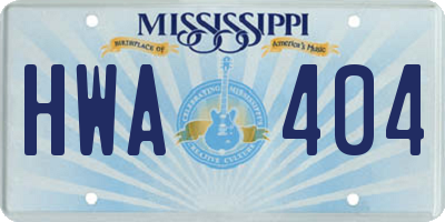 MS license plate HWA404