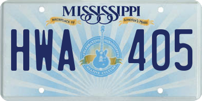 MS license plate HWA405
