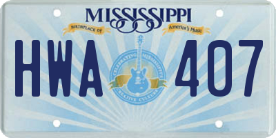 MS license plate HWA407