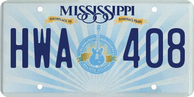 MS license plate HWA408