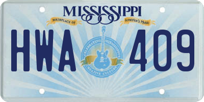 MS license plate HWA409