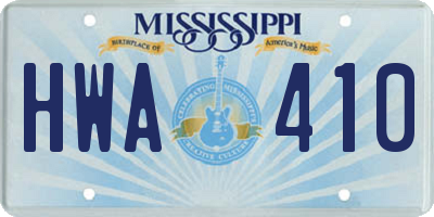 MS license plate HWA410