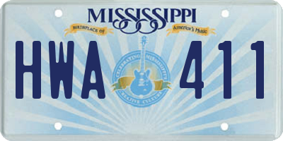 MS license plate HWA411