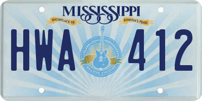 MS license plate HWA412