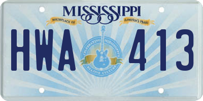 MS license plate HWA413
