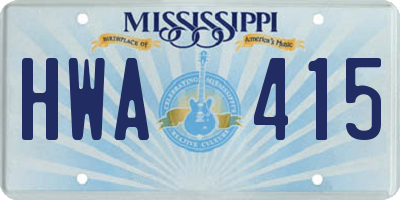 MS license plate HWA415