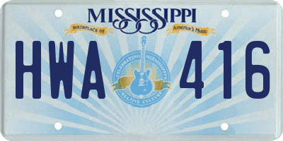MS license plate HWA416